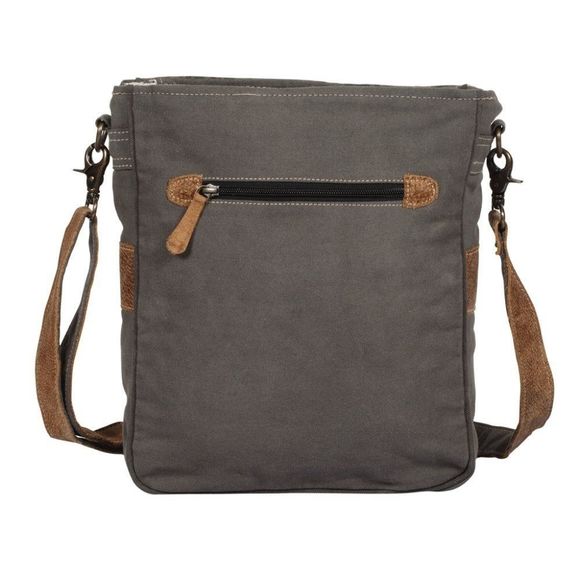 Farmhouse Floral Crossbody Shoulder Bag, upcycled canvas; leather - Picture 3 of 5